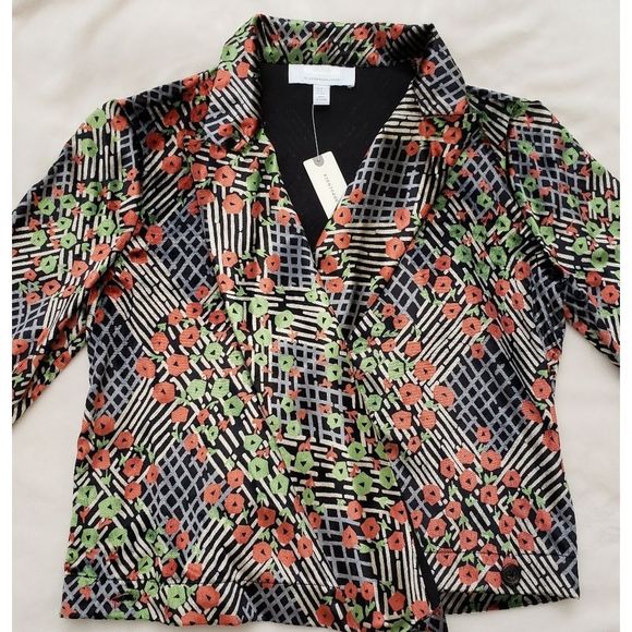 Anthropologie cropped blazer velvet poppy print - Picture 4 of 5